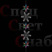 Световые Снежинки на нити 5 шт. Белые Мульти два размера