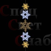 Световые Снежинки на нити 5 шт. Тепло-Белые Белые 3 размера
