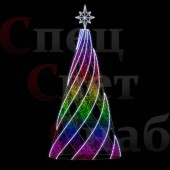 Светодиодная уличная елка "Завиток" 3.5 м Радужная с макушкой